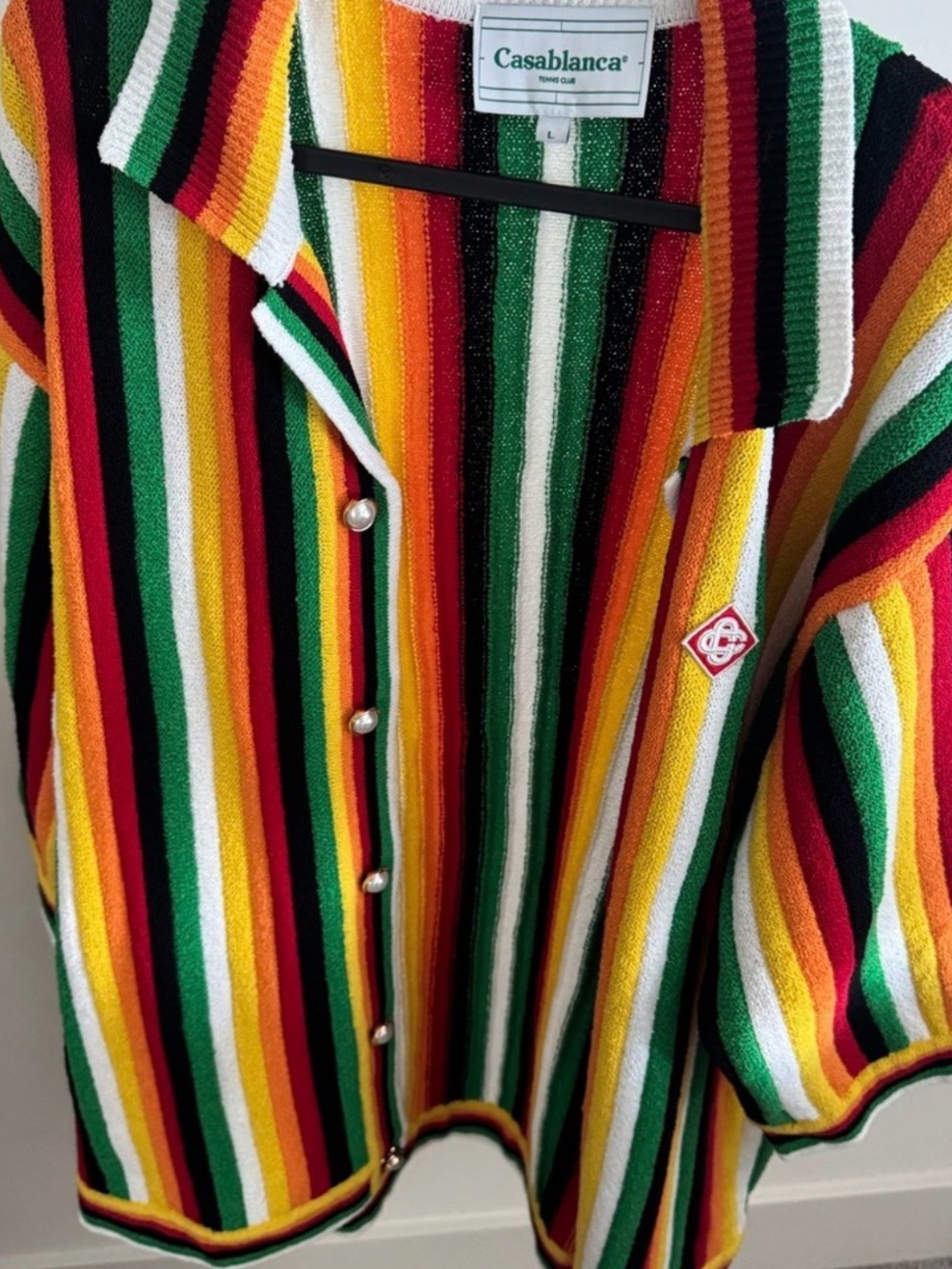 Casablanca Striped Knit Polo Cardigan - Multicolor